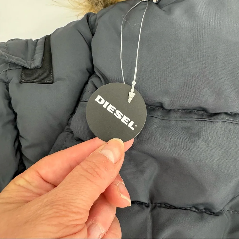 NWT Diesel Boys Charcoal Parka Bubble Removable Hooded Jacket size 2T
